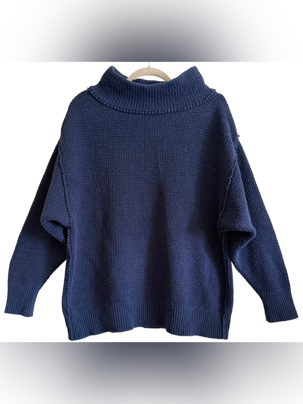 FREE PEOPLE Oversized Slouchy Textured Knit Cowl Neck Cotton Pullover Sweater SP